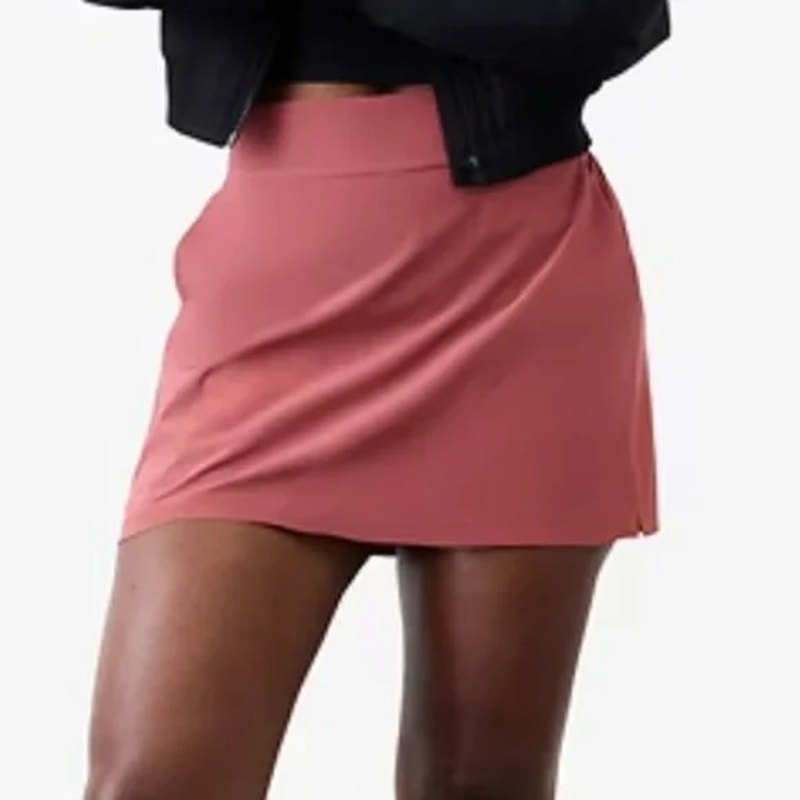 Athleta Brooklyn Mid Rise Mini Tennis Skirt Skort Red Rock 14