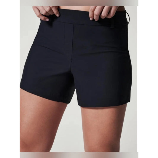Spanx Mid Rise Sunshine Stretch Shorts Black Medium