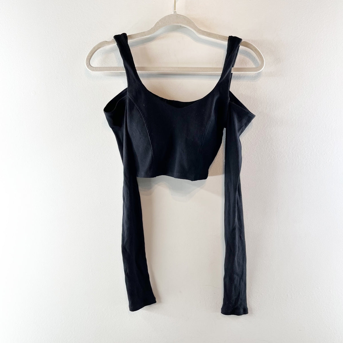 Alo Yoga Ribbed Cropped Butterfly Long Sleeve Tee Black Small