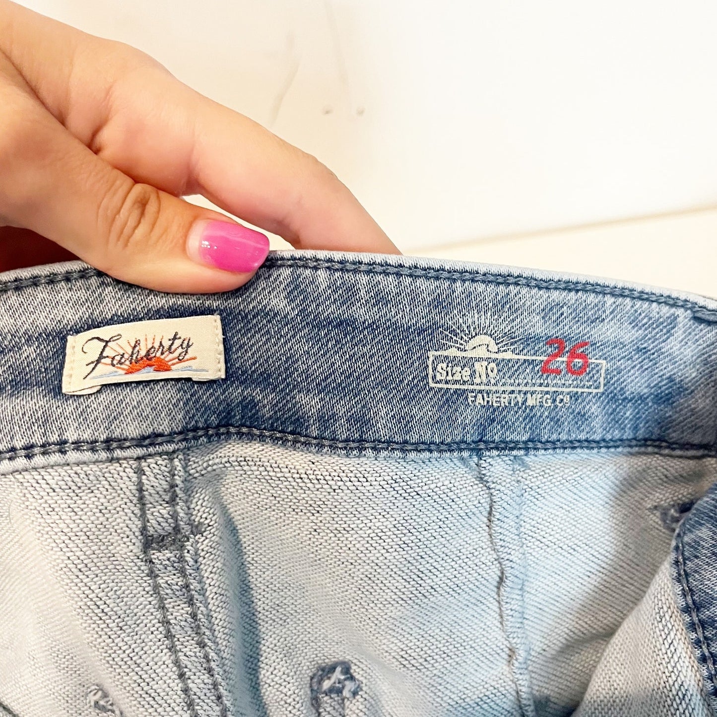 Faherty Stretch Terry Patch Pocket Ankle Pants Jeans Eastern Shore Blue 26