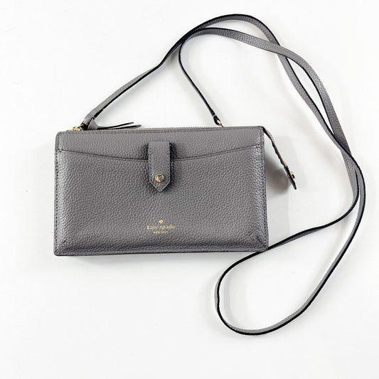 Kate Spade Jackson Small Tab Leather Crossbody Bag Purse Gray