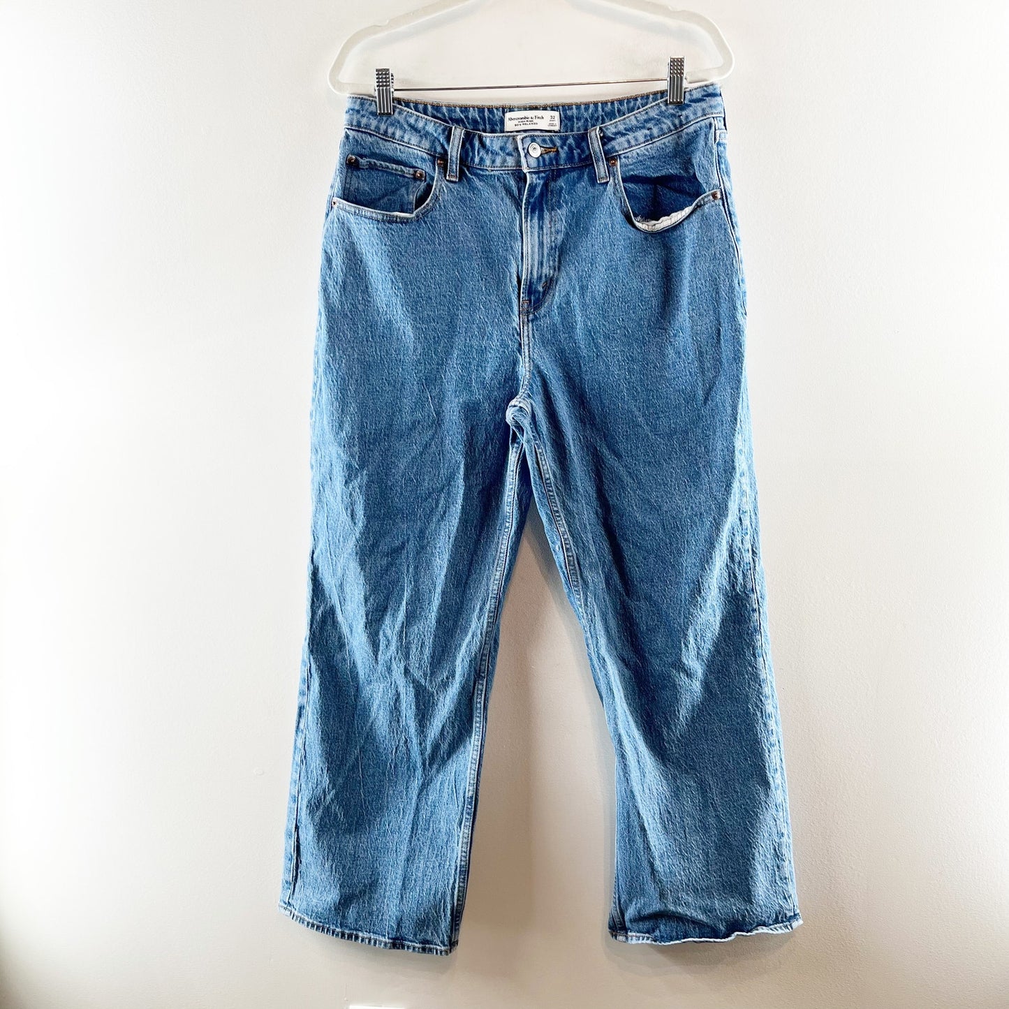 Abercrombie & Fitch 90's High Rise Relaxed Fit Curve Love Jeans Blue 14 Petite