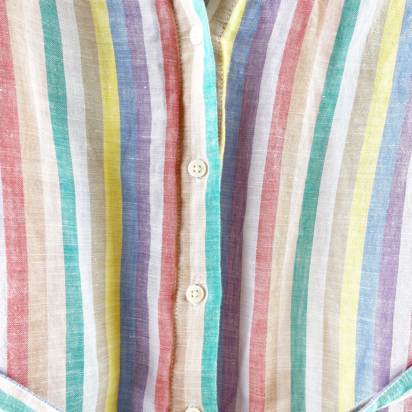 Banana Republic Striped Linen Blend Belted Shirt Midi Dress Multi 10 Petite