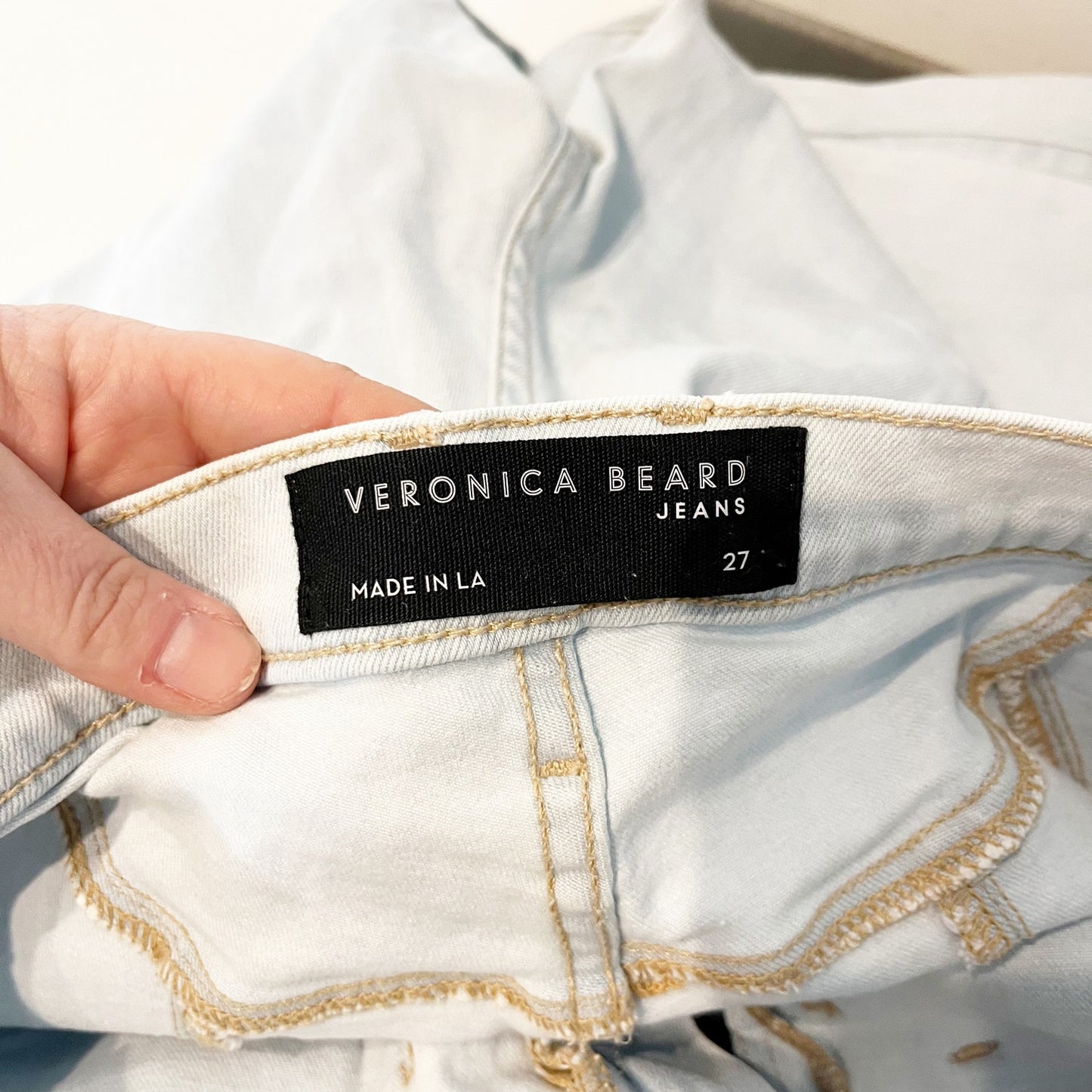 Veronica Beard Carson High Rise Ankle Flare Jeans Light Aspen Wash Blue 27