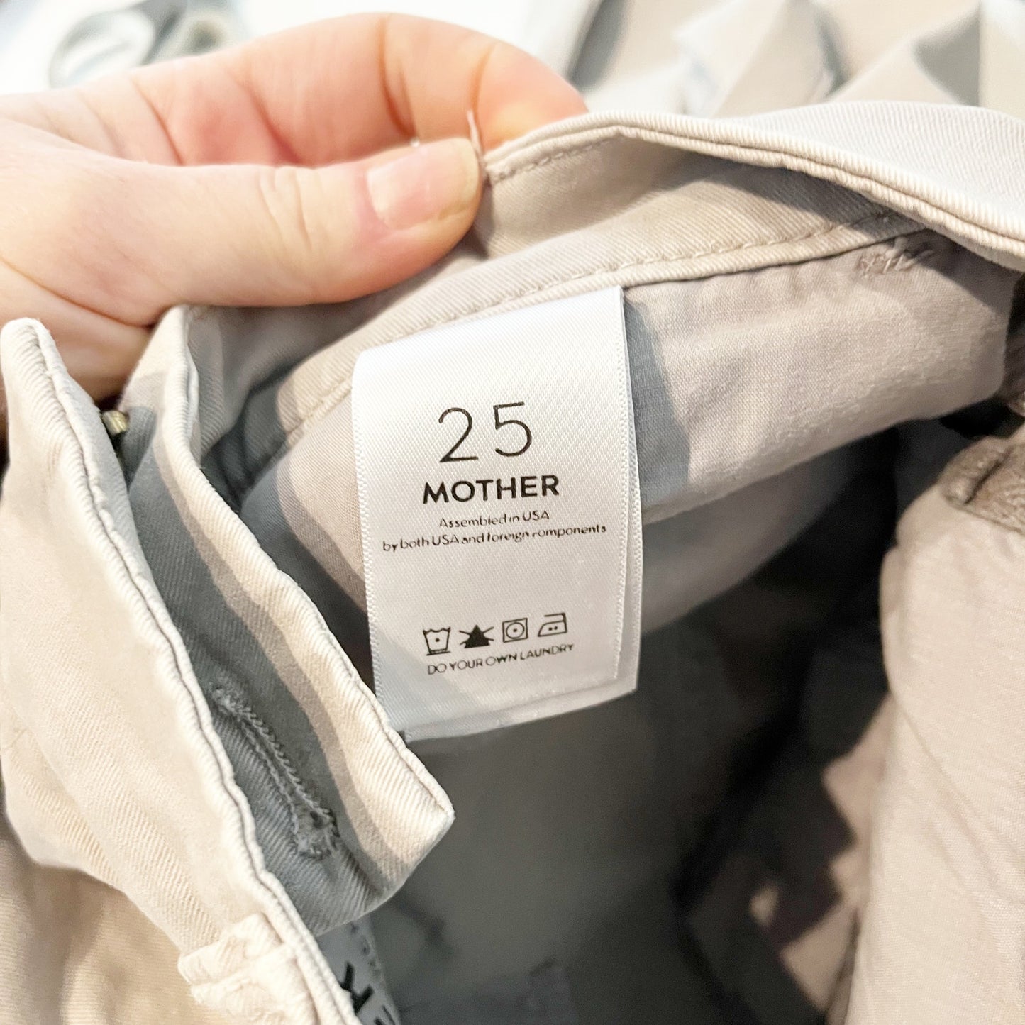 Mother The Tomcat Prep Crop Chino Khaki Pants in Killing Time Beige 25