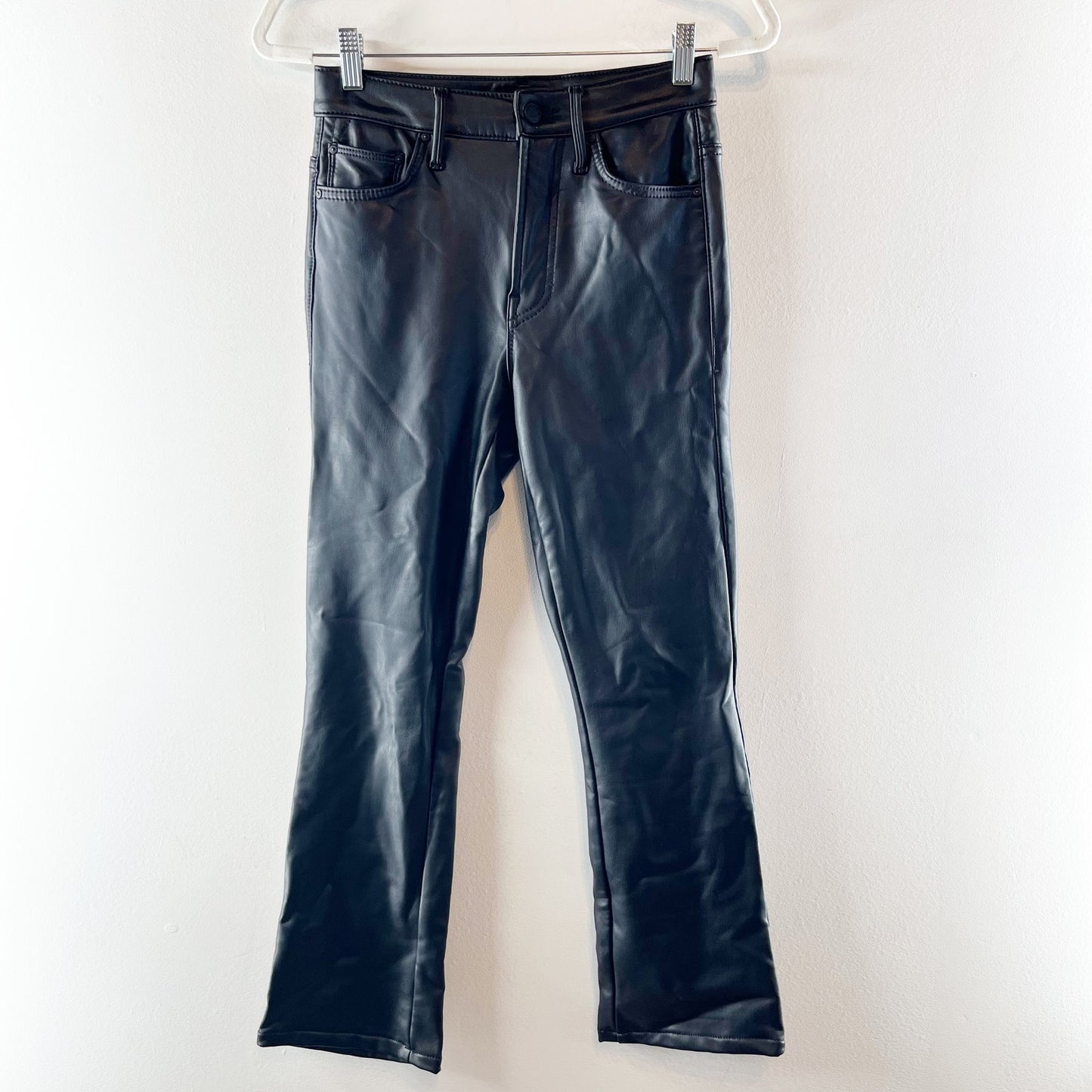 Mother The Insider High Waisted Ankle Bootcut Faux Leather Pants Faux Show 26