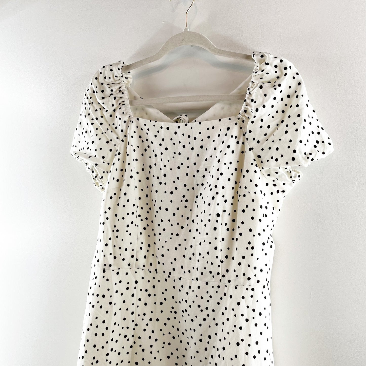 LOFT Petite Polka Dotted Short Flutter Sleeve Mini Dress White 12 Petite