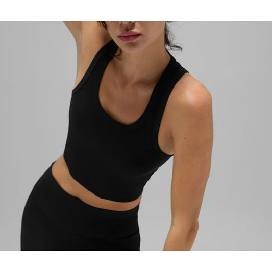 Alo Mesh Front Runner Longline Tank Top Black Small