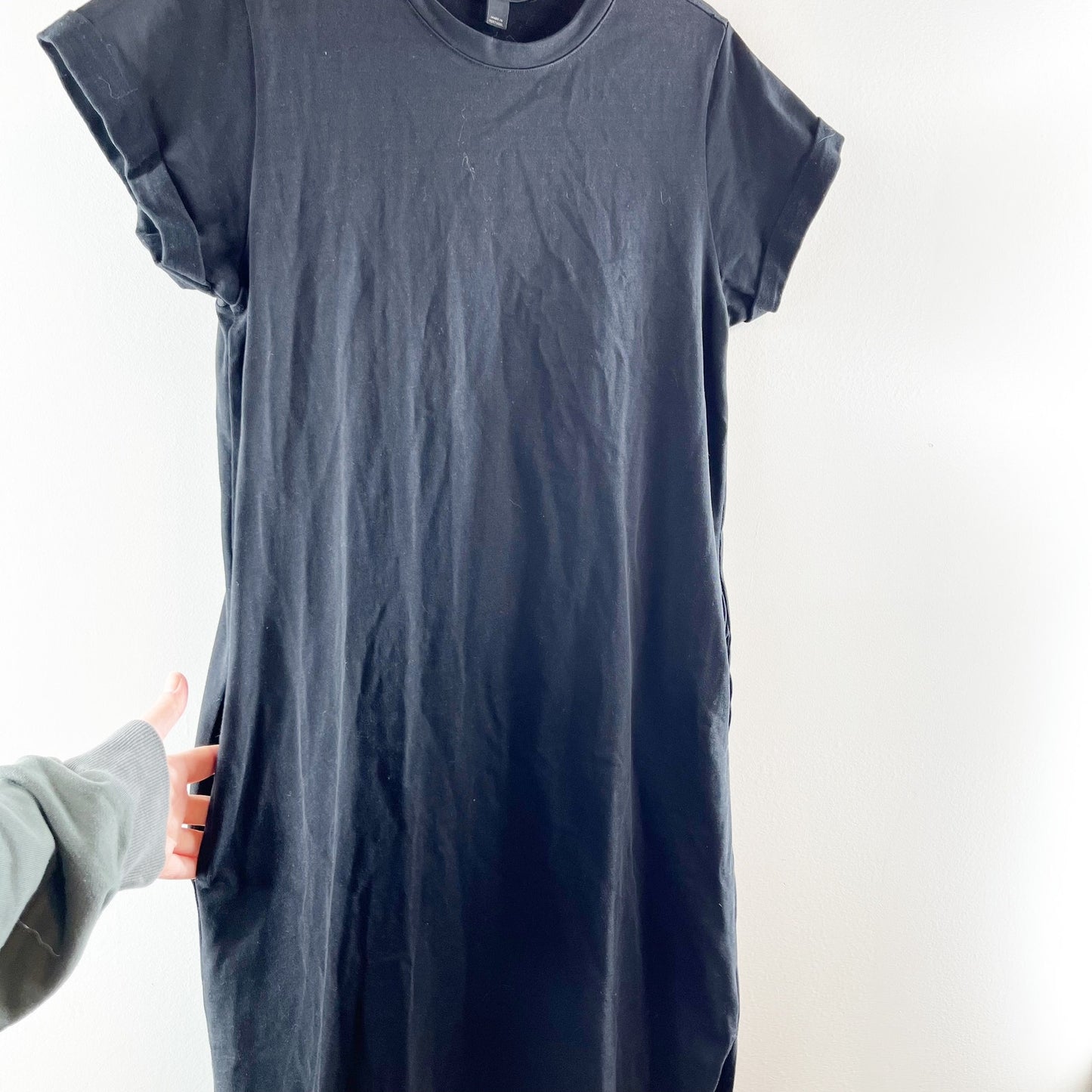 Allsaints Anna Crew Neck Short Sleeve Cotton Maxi T-Shirt Dress Black 8