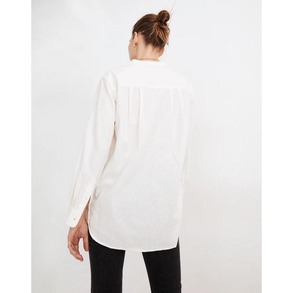 Madewell (Re)sponsible Long Sleeve Henley Tunic Shirt Top Lighthouse Cream XXL