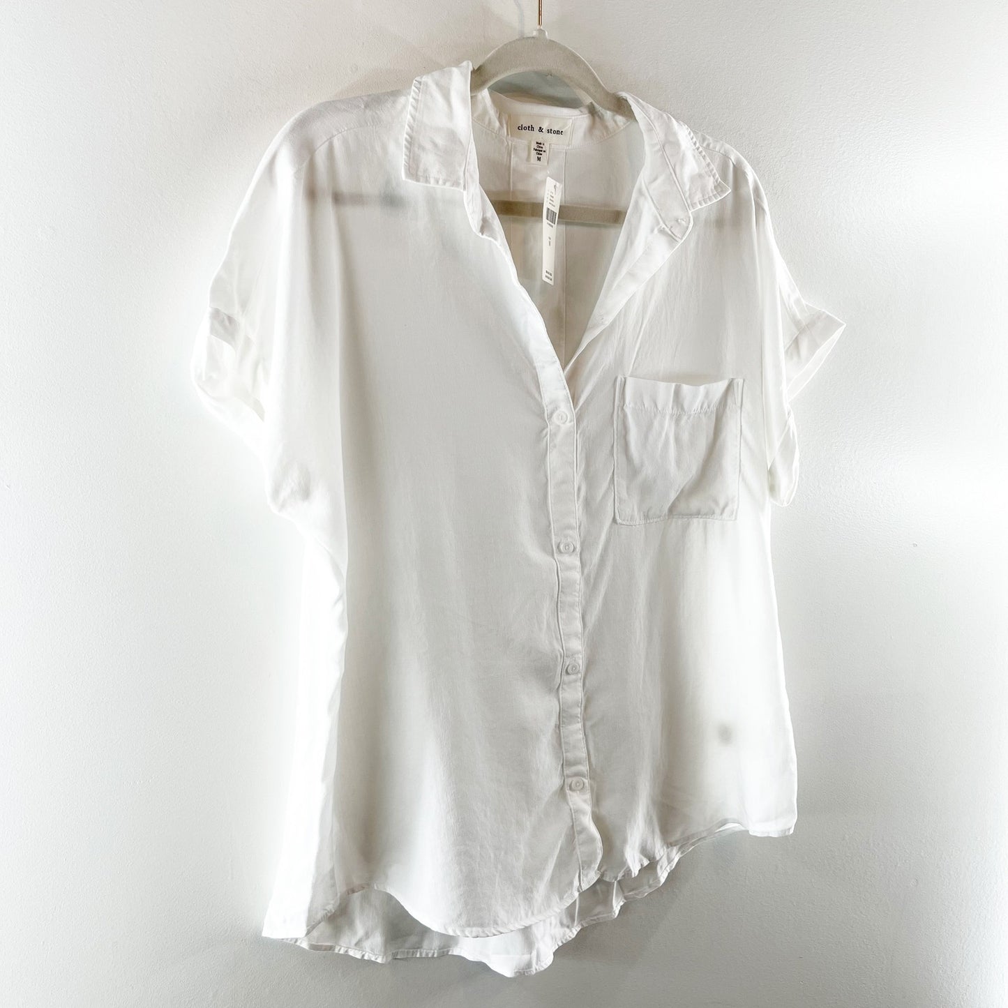 Cloth & Stone by Anthropologie Breezy Short Sleeve Buttondown Shirt White Medium