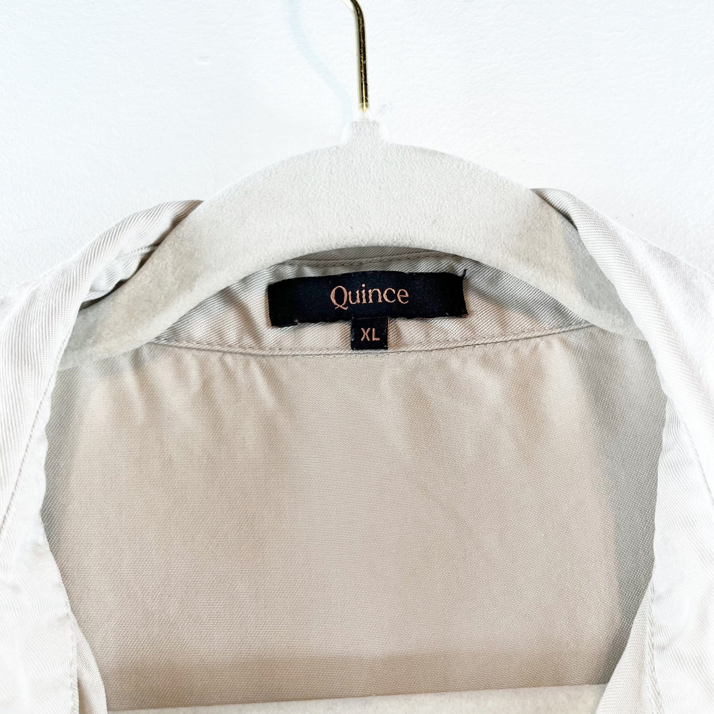 Quince Vintage Wash 100% Tencel Short Sleeve Camp Shirt Shale Tan XL