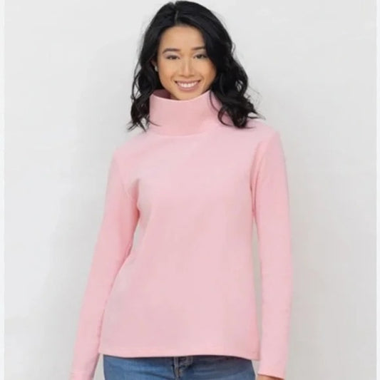 Dudley Stephens Greenpoint Vello Fleece Turtleneck Sweater Pink Small