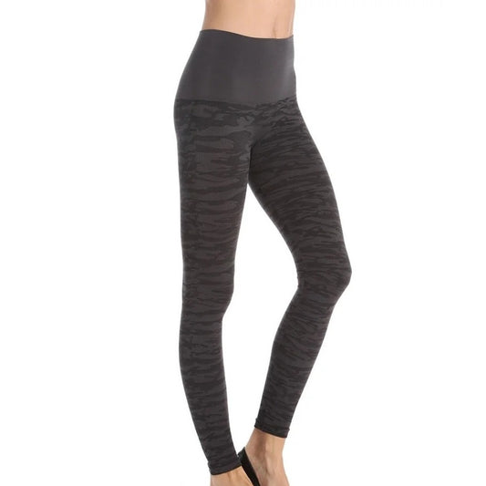 Spanx High Rise Seamless Full Length Camo Leggings Gray XL