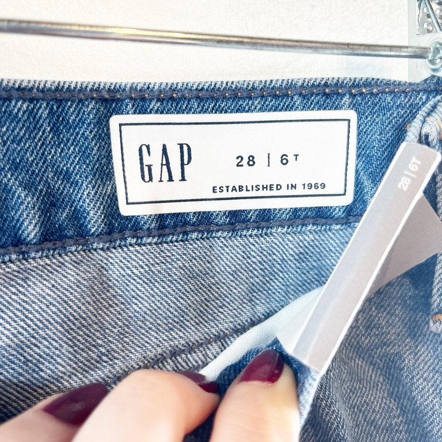 GAP Mid Rise Rigid Relaxed Flare Jeans Blue Light Indigo 6 Long Tall