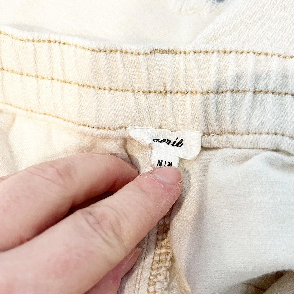 Aerie Daydream Relaxed Soft Cotton Cutoff Denim Shorts Off White Medium