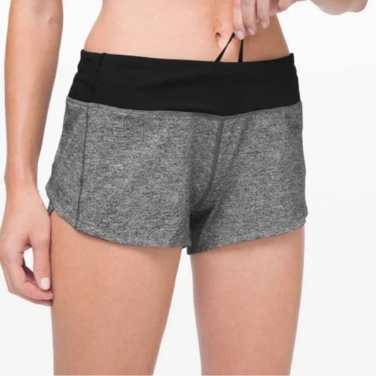 Lululemon Speed Up Pull On High Waisted Active Running Short Heather Lux Black 6