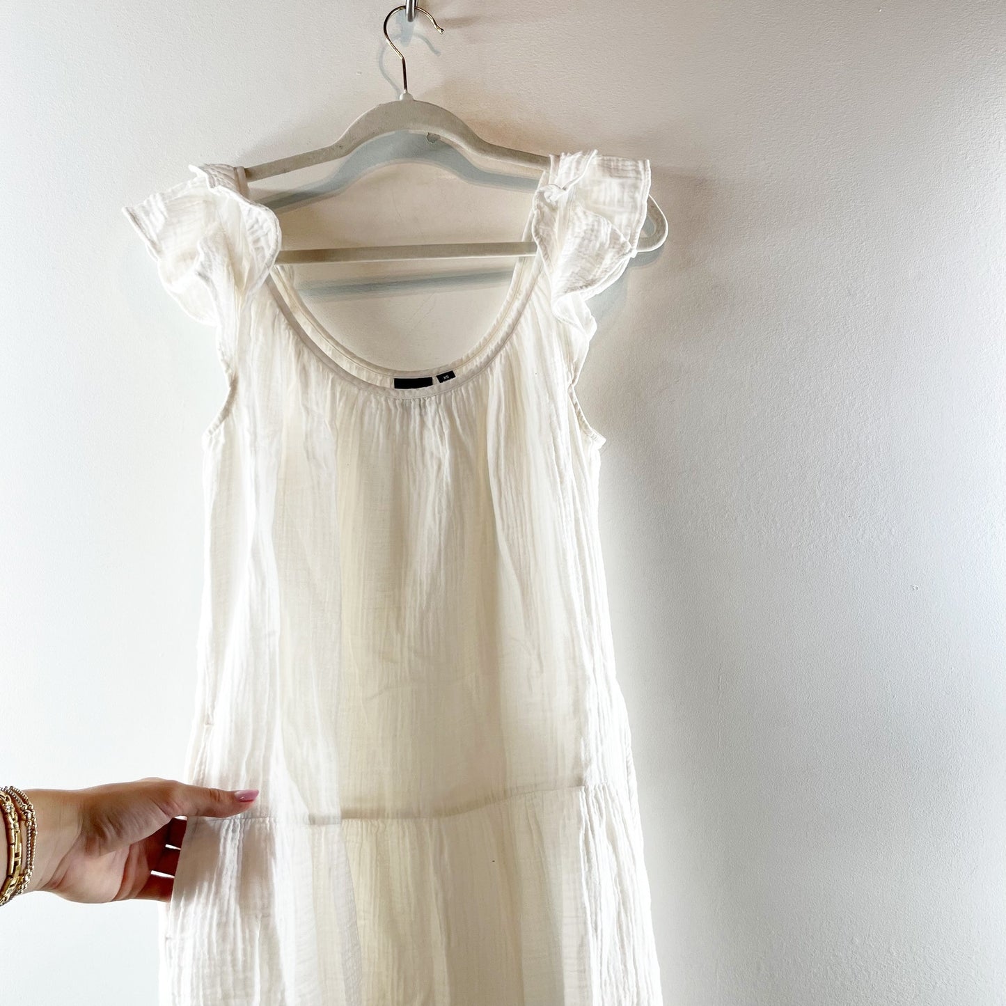 GAP Crinkle Gauze Ruffle Strap Mini Dress White XS