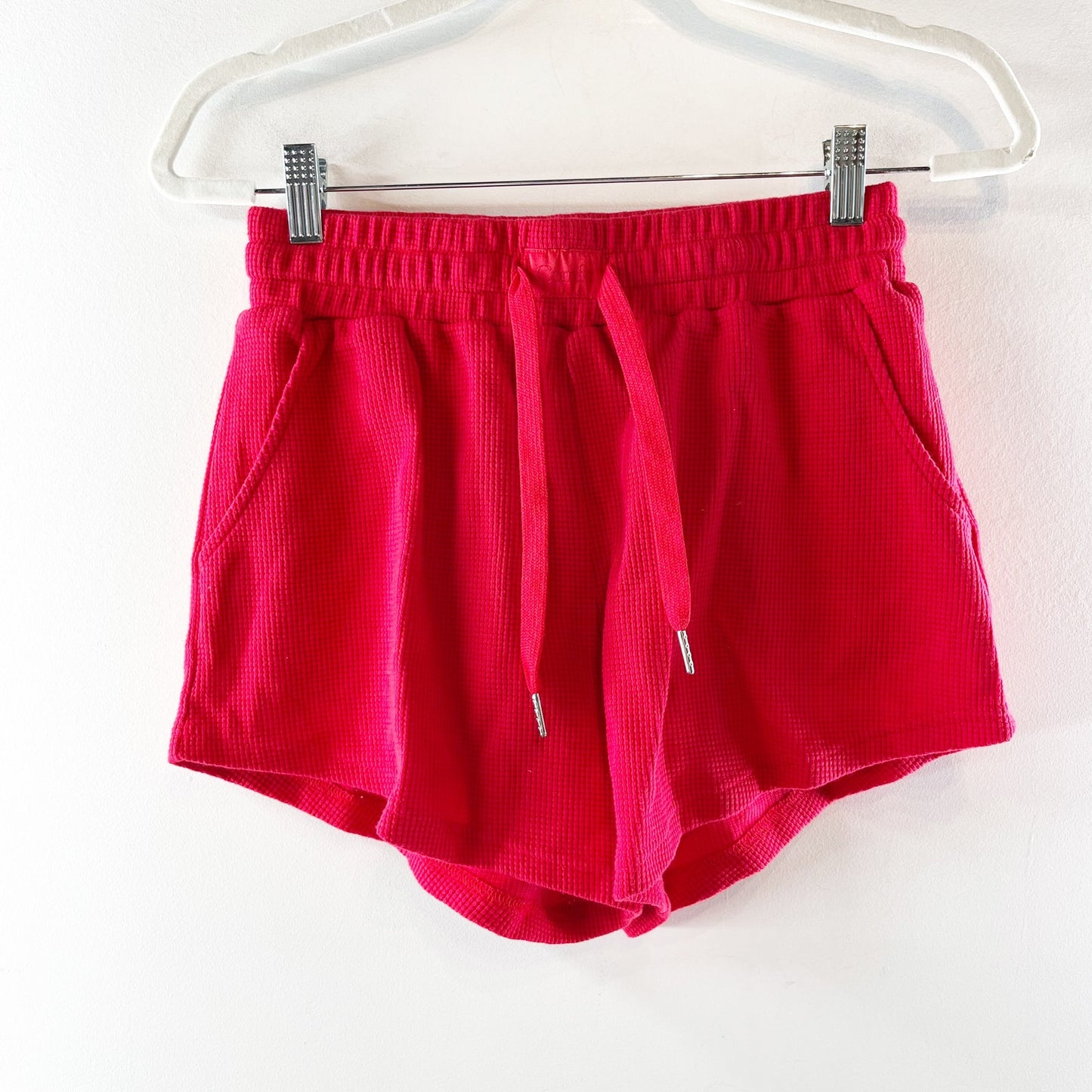 Comfrt Waffle Lounge Short Sleeve Oversized Tee and Shorts Matching Set Cherry M