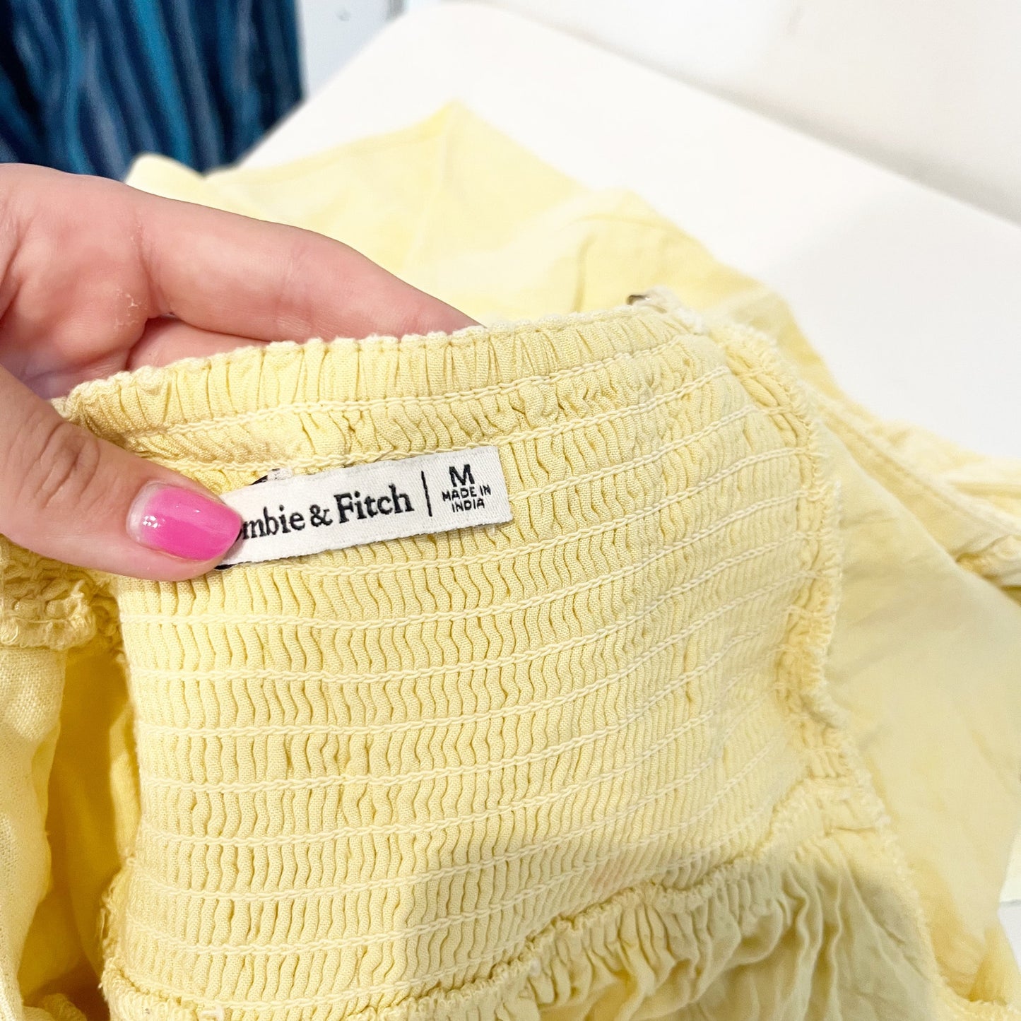 Abercrombie & Fitch Linen-Blend Pintuck Smocked Peplm Cami Tank Top Yellow Med
