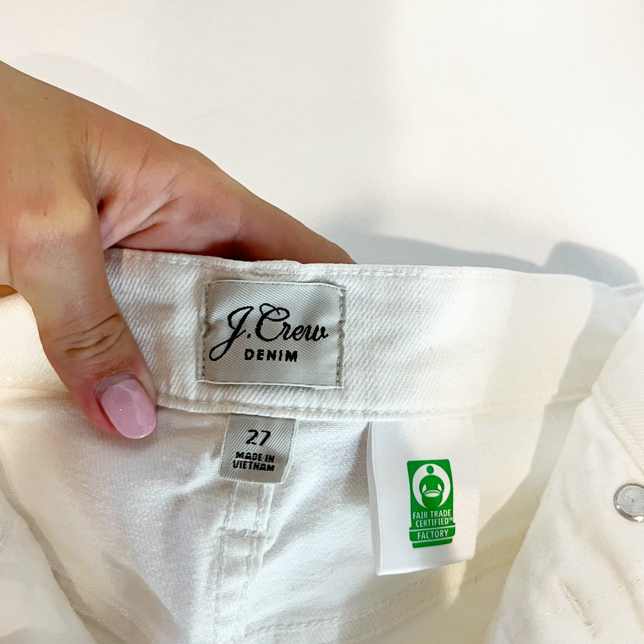 J. Crew High Rise Button Fly Cutoff Jean Denim Shorts White 27