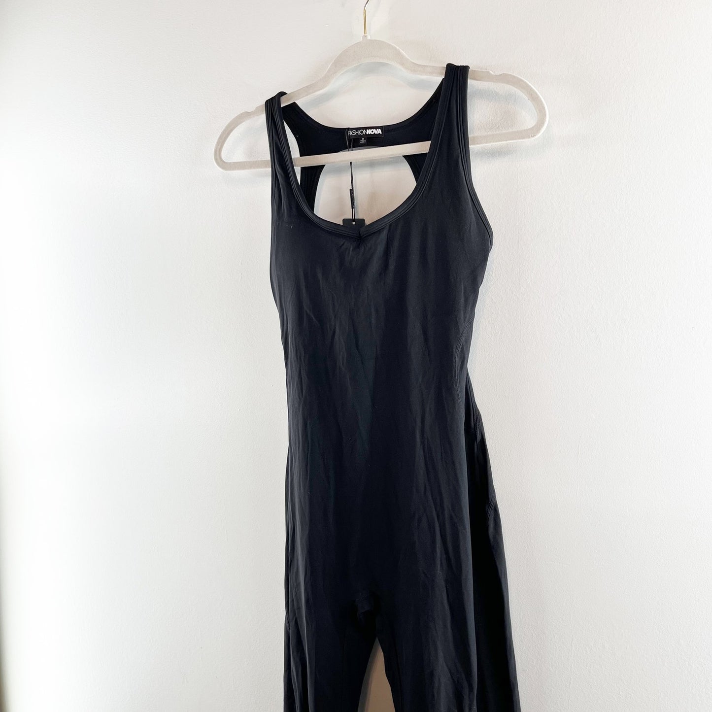 Fashion Nova Let's Get Active Sleeveless Flare Jumpsuit Black Medium