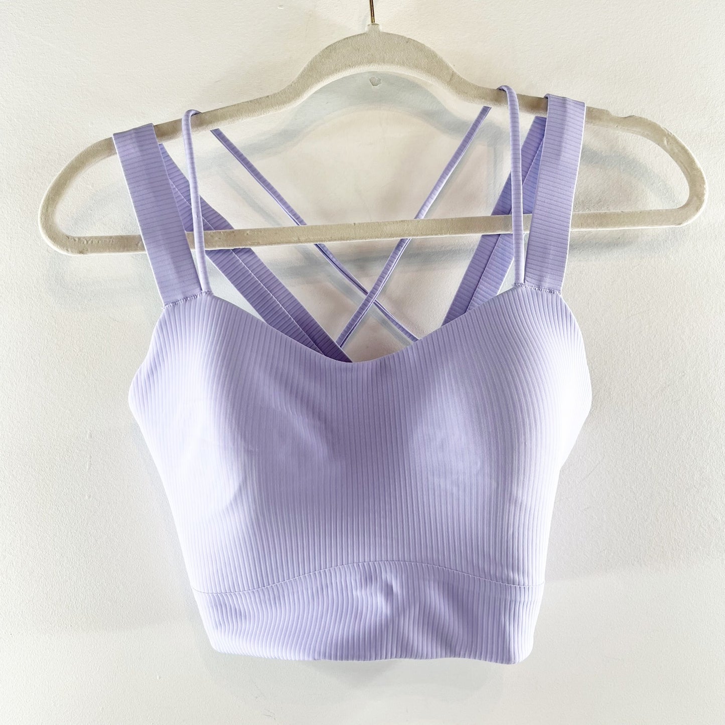 Lululemon Like a Cloud Longline Ribbed Bra Light Support D/DD Cups Dusty Lilac 8