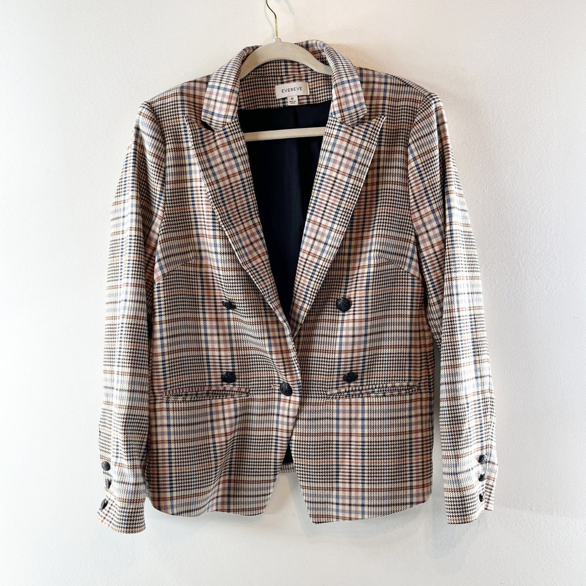 Evereve Thompson Blazer Jacket Plaid Tan Brown Medium