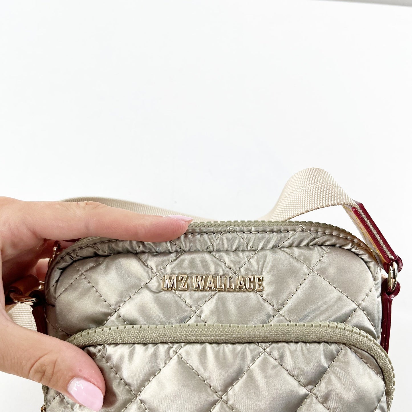 MZ Wallace Metro Quilted Crossbody Purse Bag Gold