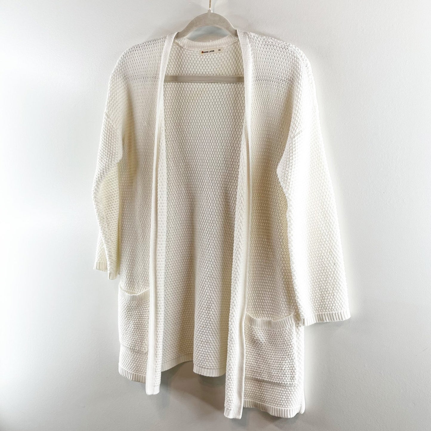 Marine Layer Long Sleeve Open Front Textured Cotton Catalina Cardigan Sweater XS