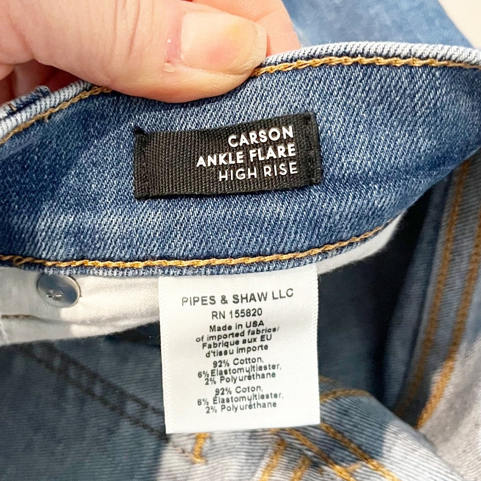 Veronica Beard Carson Crop Ankle High Rise Flare Jeans Blue 25 / 0