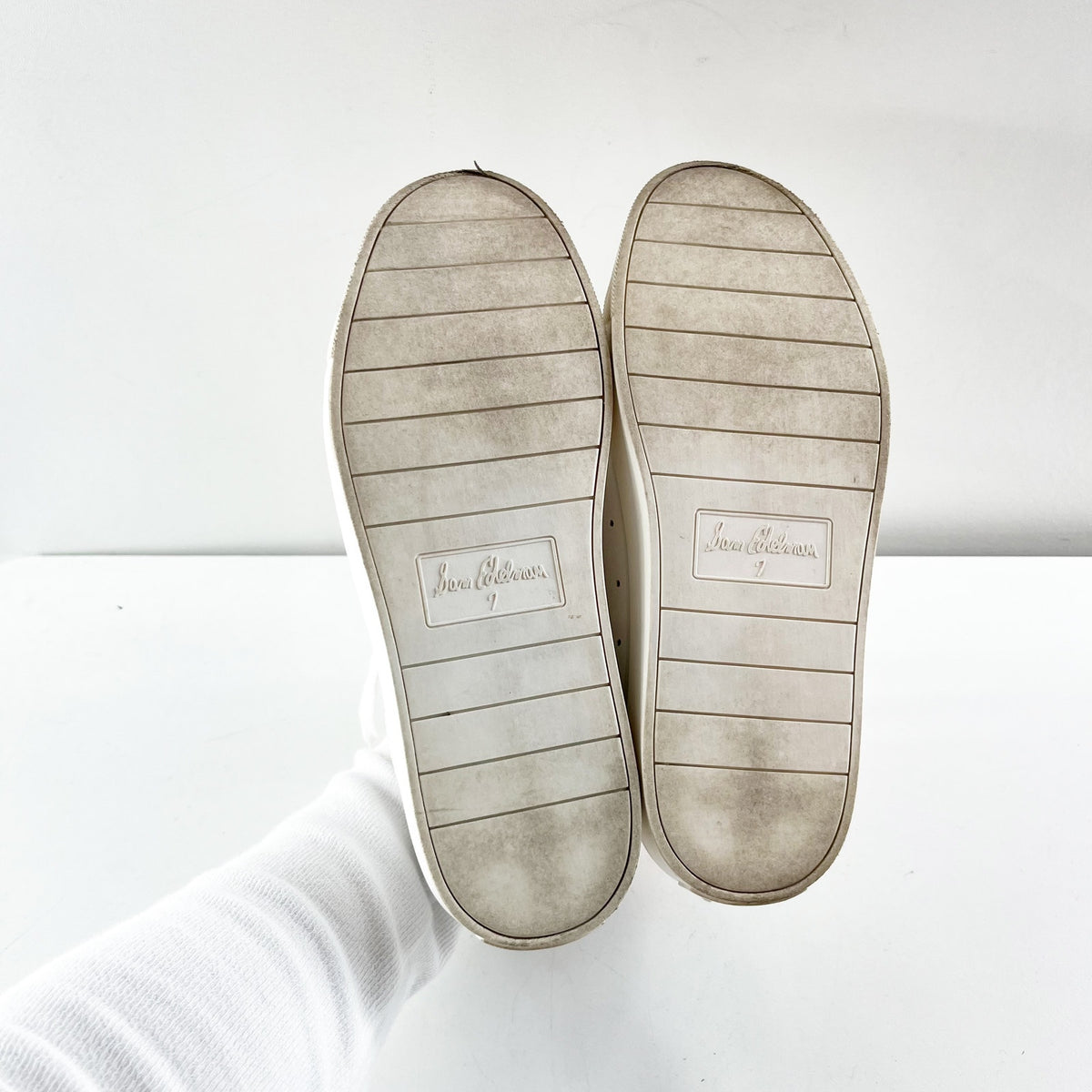 Sam Edelman Ethyl Leather Low-Top Comfort Sneakers White 7