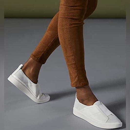 Vionic Zinah Leather Round Toe Flat Slip On Casual Sneaker White 7.5