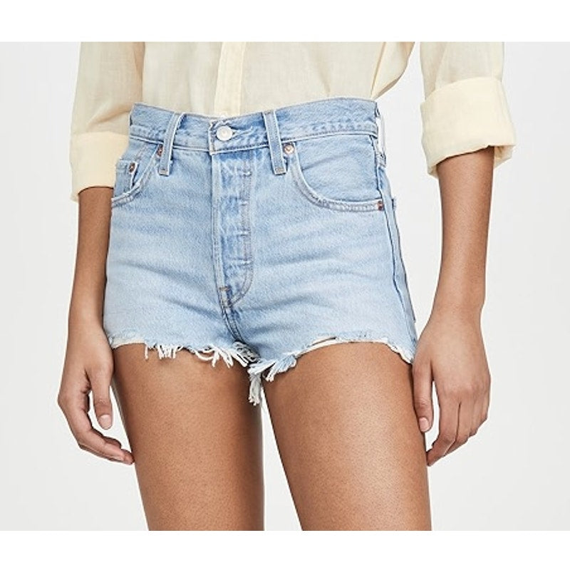 Levi's 501 Original Fit High Rise Button Fly Cutoff Jean Shorts Blue 25
