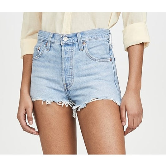 Levi's 501 Original Fit High Rise Button Fly Cutoff Jean Shorts Blue 25