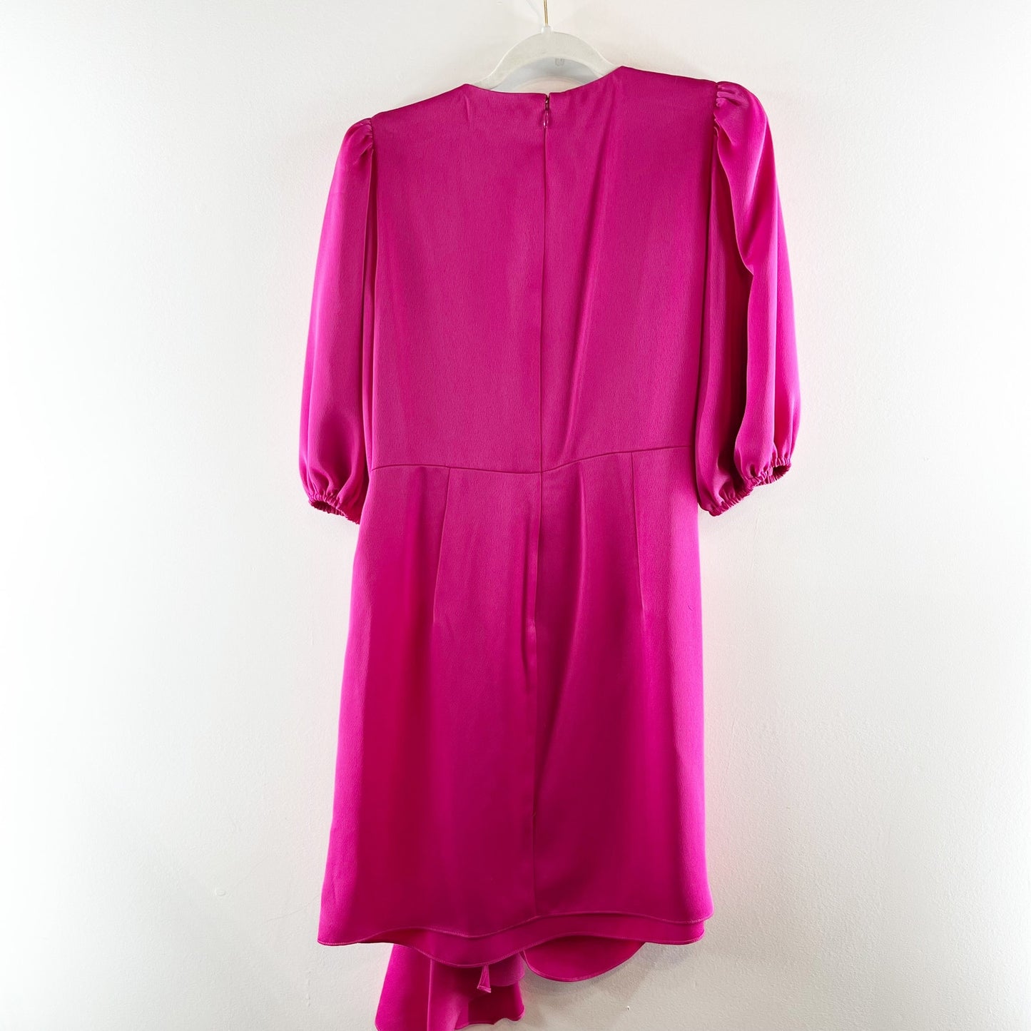 Shoshanna Faux Wrap Puff Sleeve Sash Mini Dress Magenta Pink 10