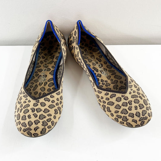 Rothy's Round Toe Slip On Leopard Ballet Flats Tan Black 9