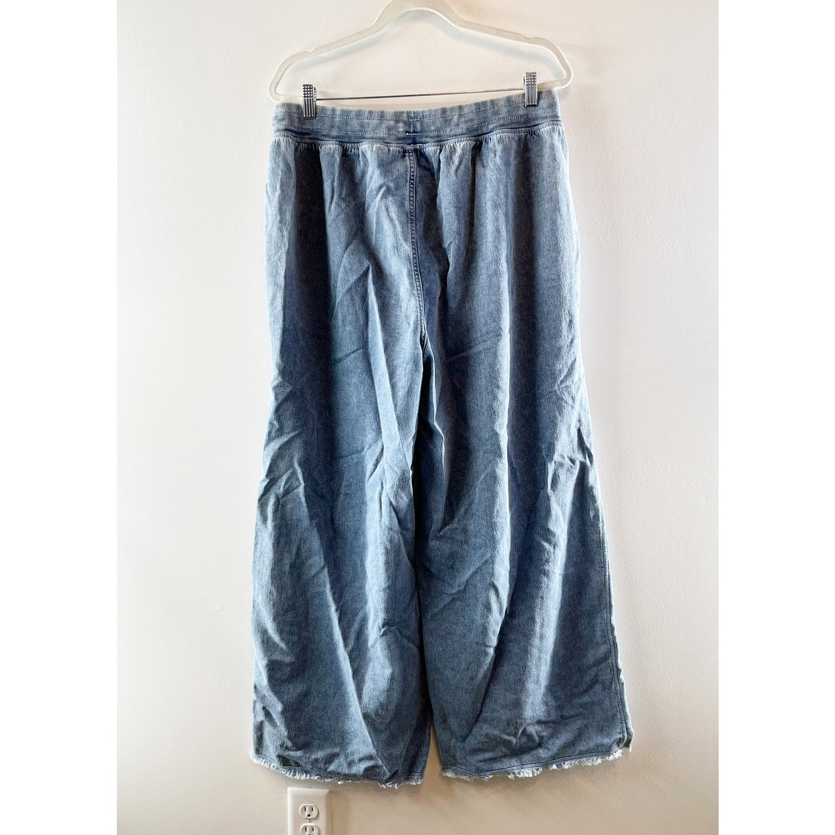 Aerie Soft Landing Trouser Wide Leg High Rise Jeans Pants Chambray Blue Large