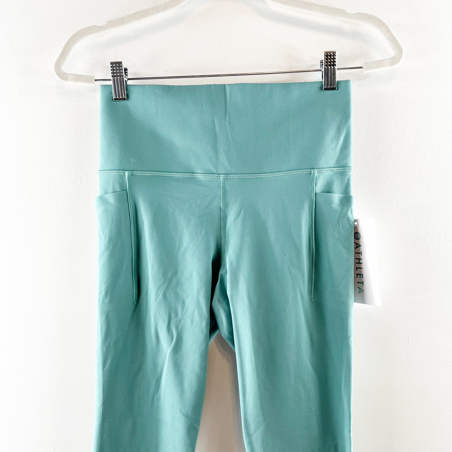 Athleta High Rise Salutation Stash Pocket 7/8 Leggings Green Small