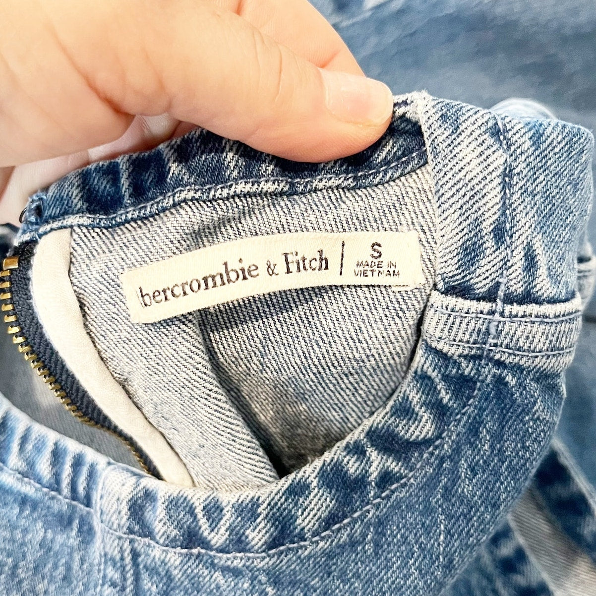 Abercrombie & Fitch Sleeveless Shell Denim Mini Shift Dress Blue Small