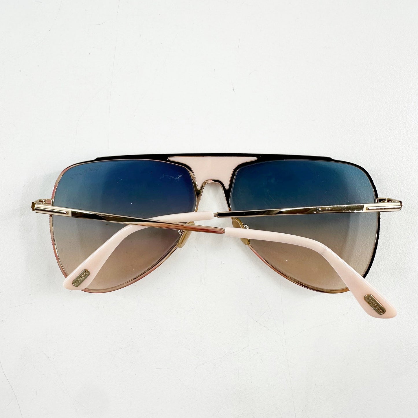 Tom Ford Metal Resin Ethan Pilot Aviator Sunglasses Pink Ombre Gradient