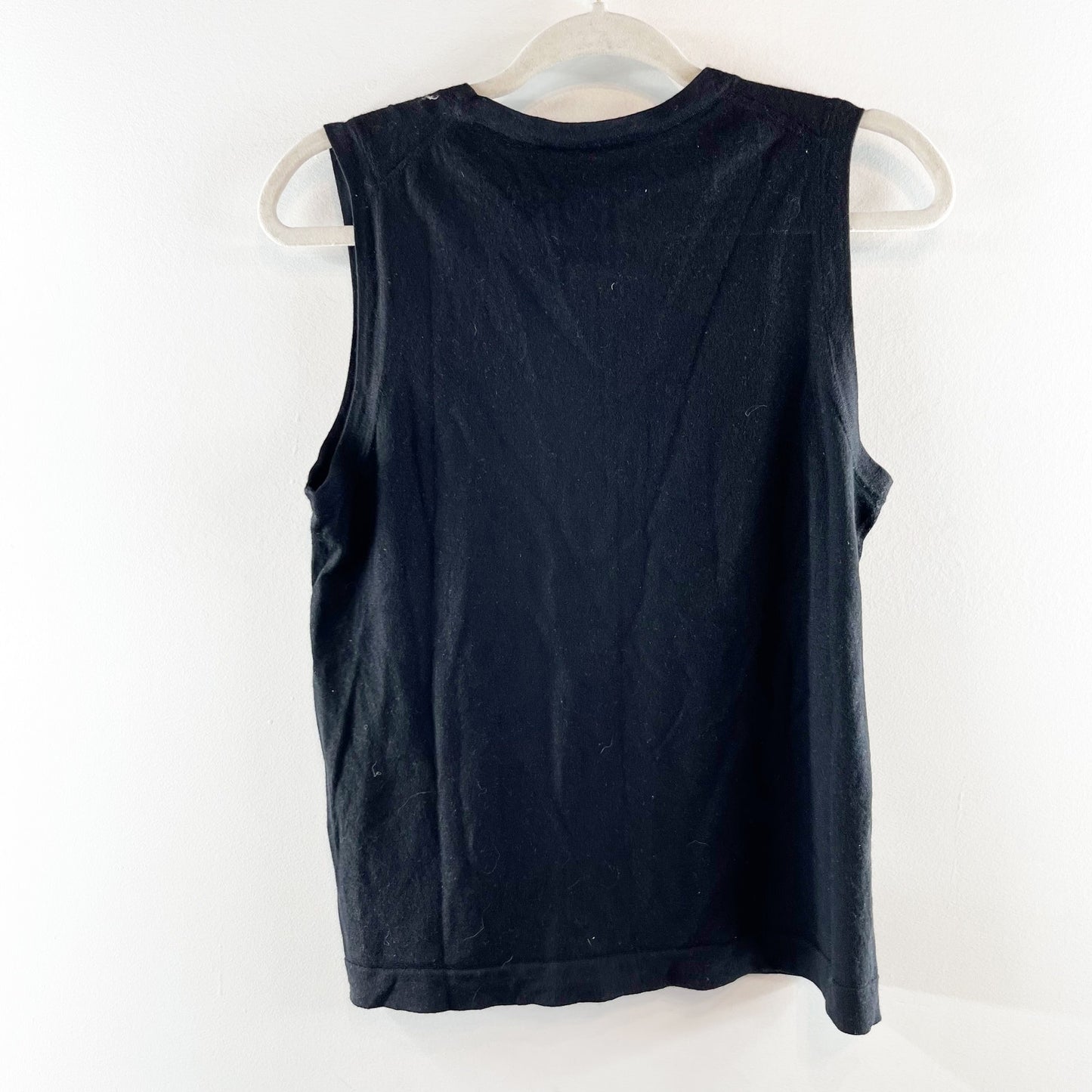 Jenni Kayne Sleeveless Merino Wool Shell Tank Top Black Large