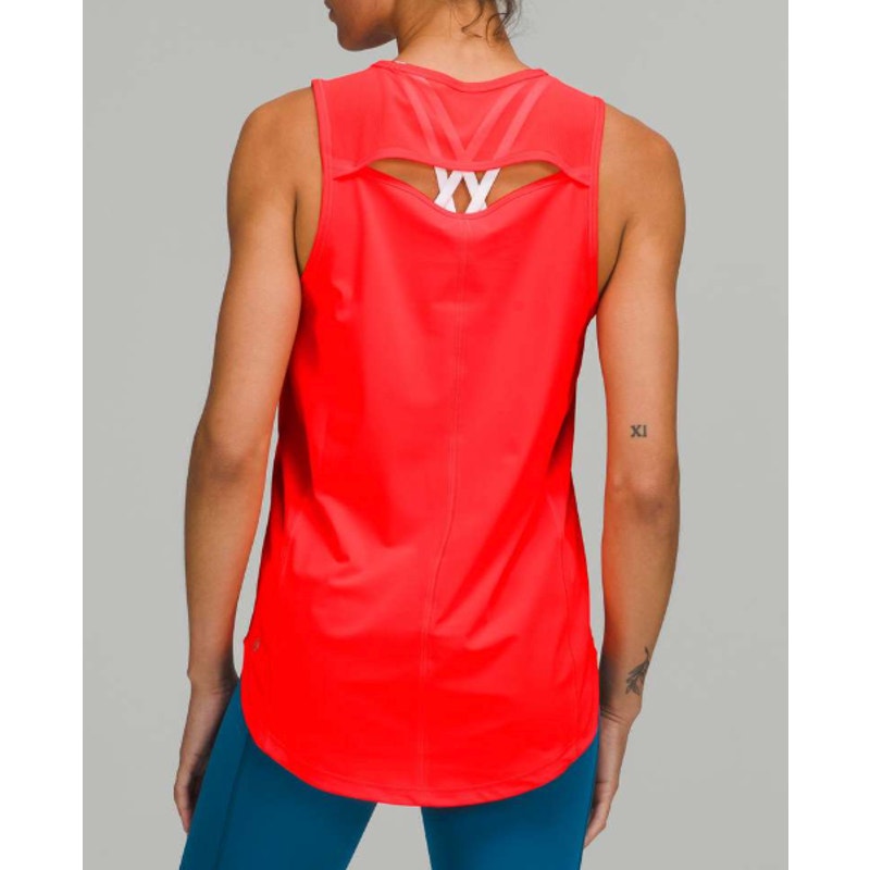 Lululemon Sculpt Tank Top Open Back Cutout Flare Red Orange 10