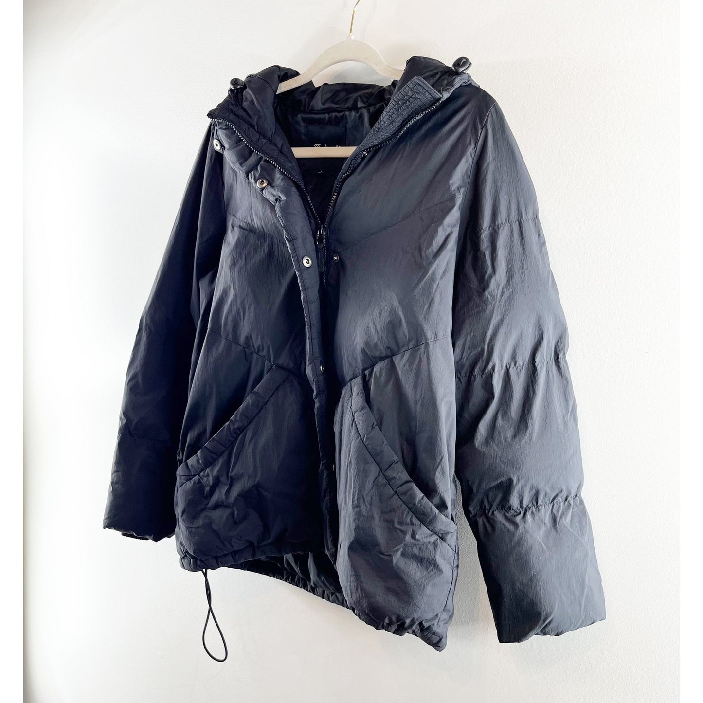 Madewell Quilted Puffer Parka Jacket Coat Black Small