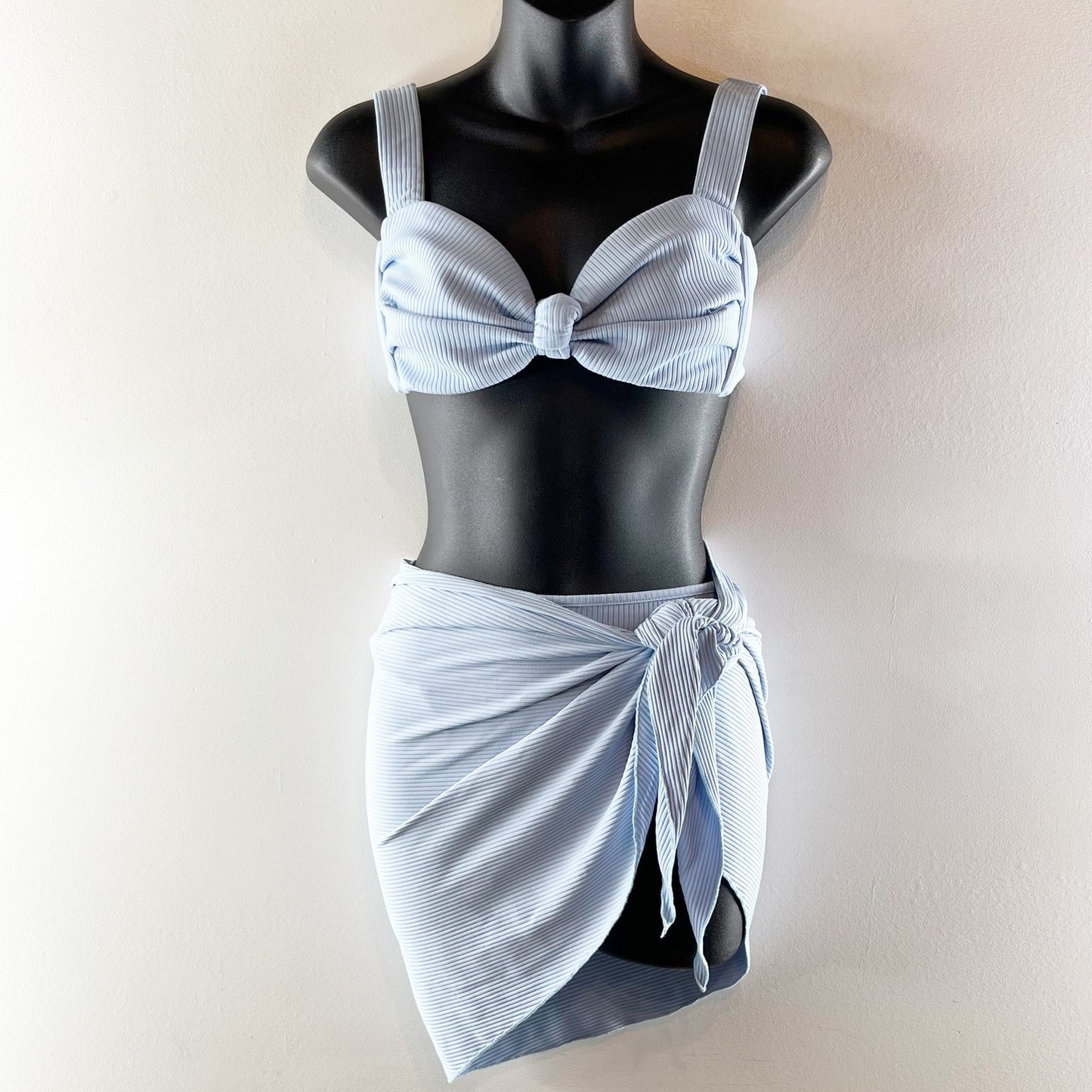 Montce Hayden Knotted Rib Top Tamarindo High Cut Bottom Set Peri Rib Blue XS/S