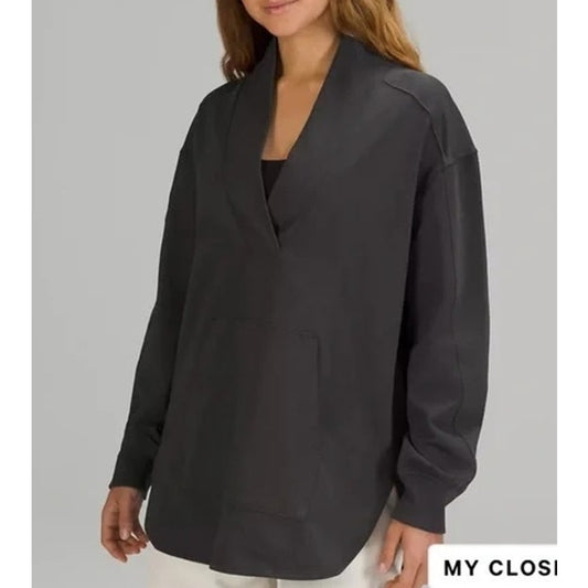 Lululemon LA Long Sleeve V Neck Oversized Tunic Pullover Sweatshirt Gray 8