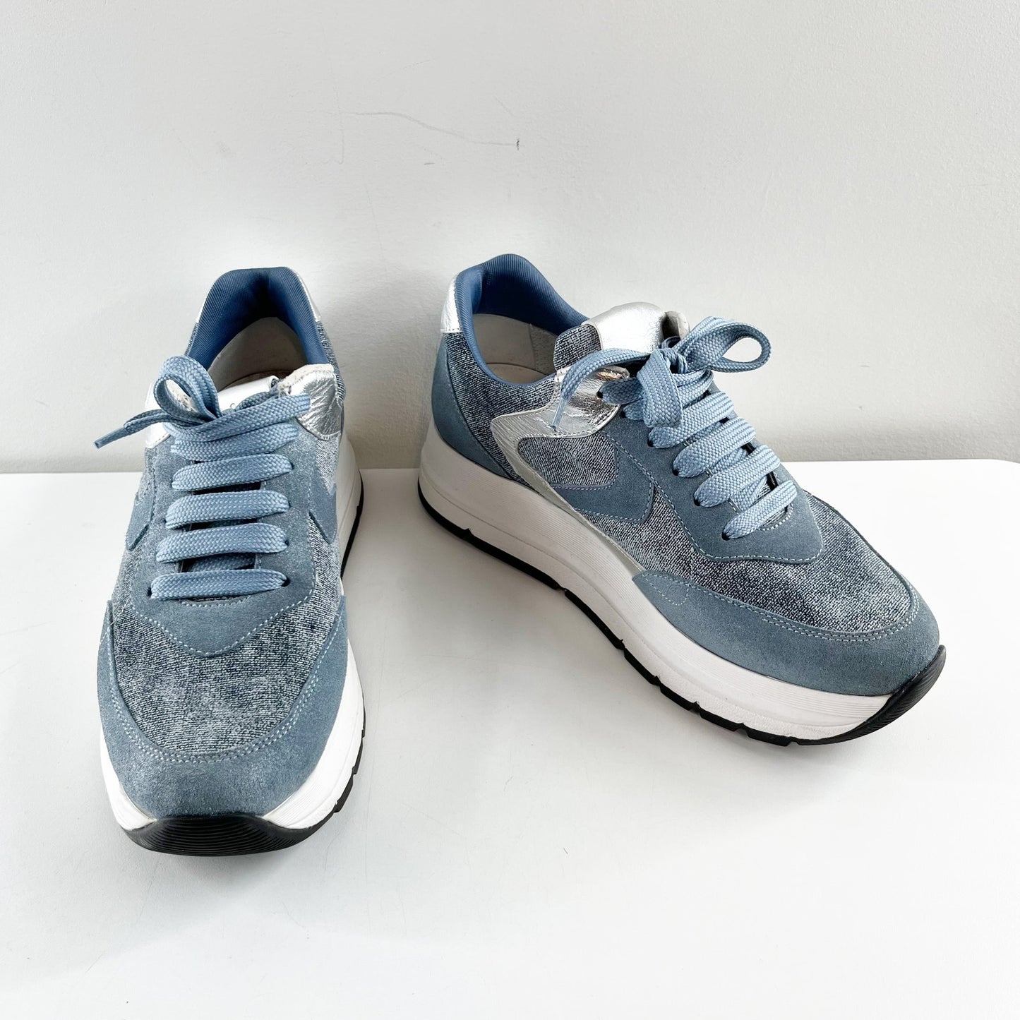 Voile Blanche Julia Lace Up Platform Suede Shoes Sneakers Blue 39 / 9
