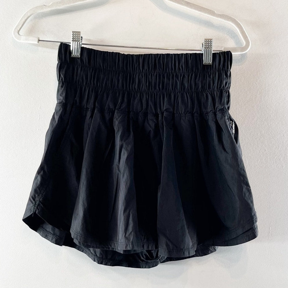 FP Movement The Way Home High Waisted Smocked Running Active Shorts Black Medium