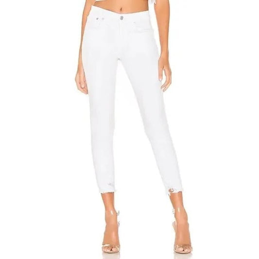 AGOLDE Sophie High Rise Skinny Cropped Jeans Stretch White 27