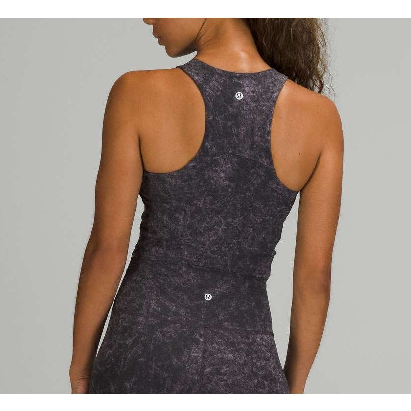 Lululemon Invigorate Training Tank Top Denim Wash Print Dusky Lavender Black 6